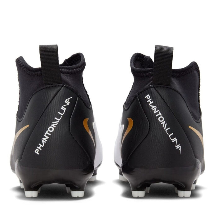 Nike Phantom Luna Ii Junior Firm Ground Football Boots – White/Blk/Gold – view 5