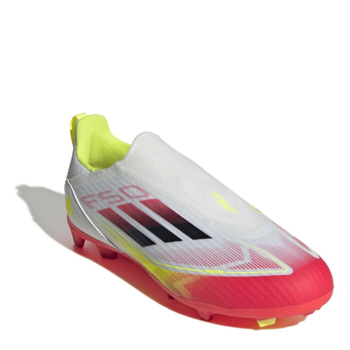 adidas F50 Junior Firm Ground Football Boots – White/Red - Image 3