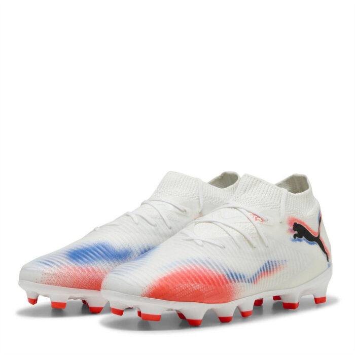 Puma Future 8 Junior Firm Ground Football Boots – White/Black/Red – view 7