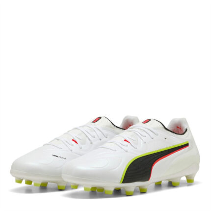 Puma King Firm Ground Football Boots – White-Red