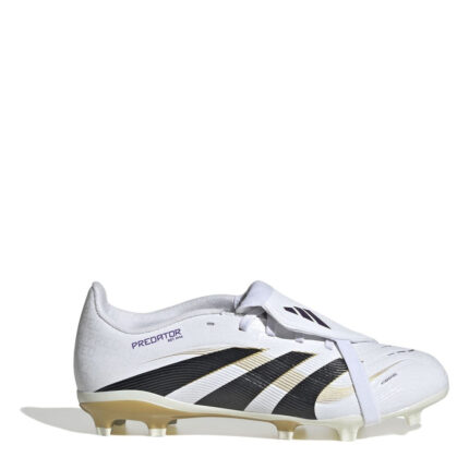 adidas Predator Junior Firm Ground Football Boots – White/Blk/Gold