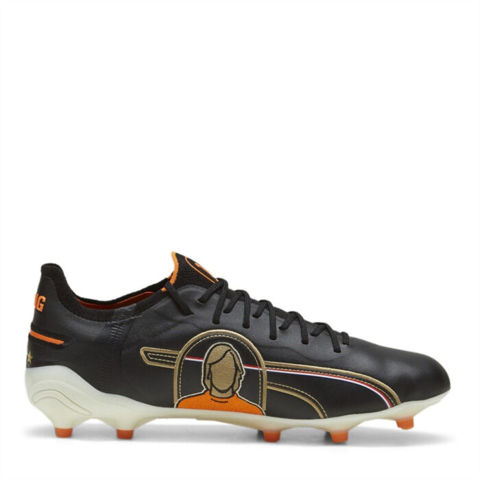 Puma King Firm Ground Football Boots – Blk/Wht/Orange - Image 4