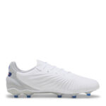 Puma King Firm Ground Football Boots – White/Blue/Grey - Image 4