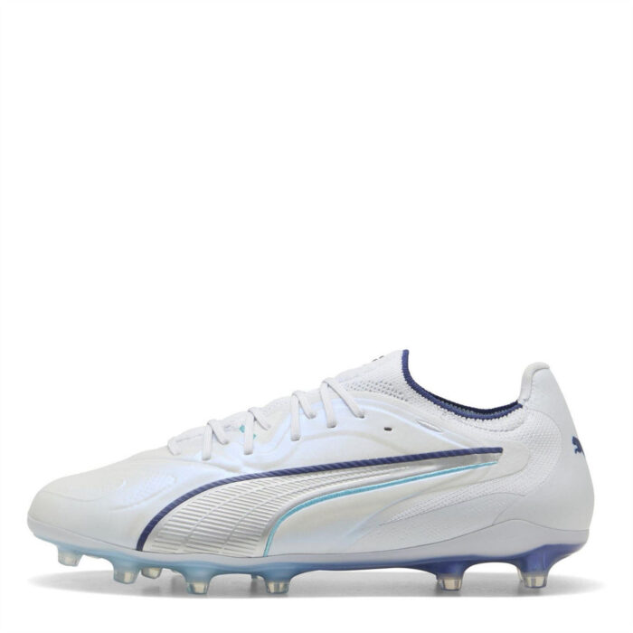 Puma King Firm Ground Football Boots – Silver/Blue - Image 2
