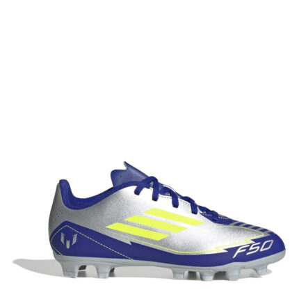 adidas F50 Junior Firm Ground Football Boots – Silver/Blue