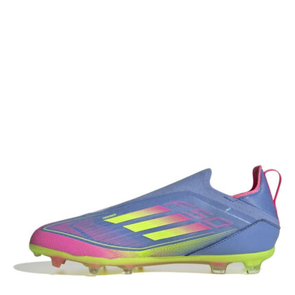 adidas F50 Junior Firm Ground Football Boots – Blue/Lemon/Pink – view 2