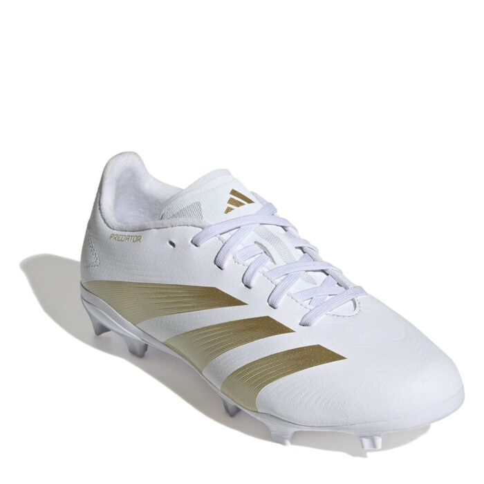 adidas Predator Junior Firm Ground Football Boots – White/Gold/Bge – view 3