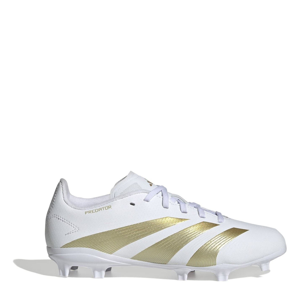 adidas Predator Junior Firm Ground Football Boots – White/Gold/Bge adidas Predator Junior Firm Ground Football Boots – White/Gold/Bge