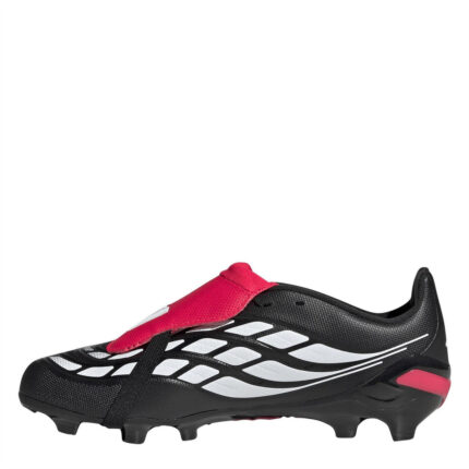adidas Predator Fold Over Tongue Junior Firm Ground Football Boots – Black/Red – view 2