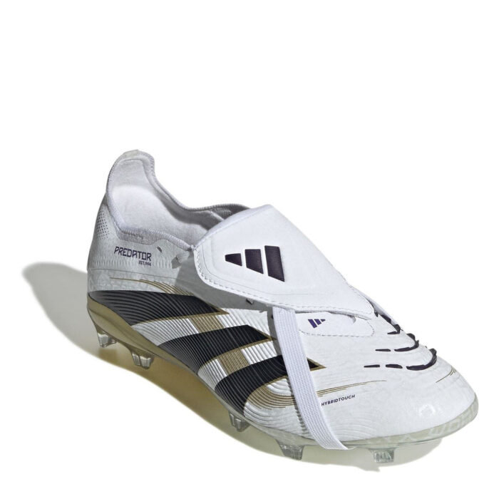 adidas Predator Junior Firm Ground Football Boots – White/Blk/Gold – view 3