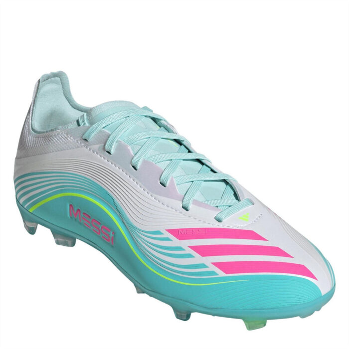 adidas F50 Junior Firm Ground Football Boots – Wht/Pink/Blue – view 3