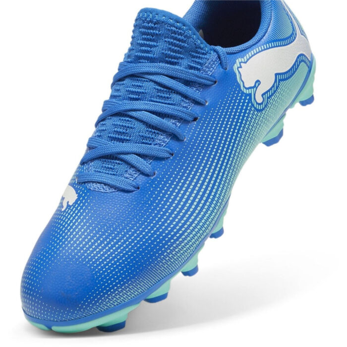 Puma Future 7 Junior Firm Ground Football Boots – Blue/Wht/Green - Image 6
