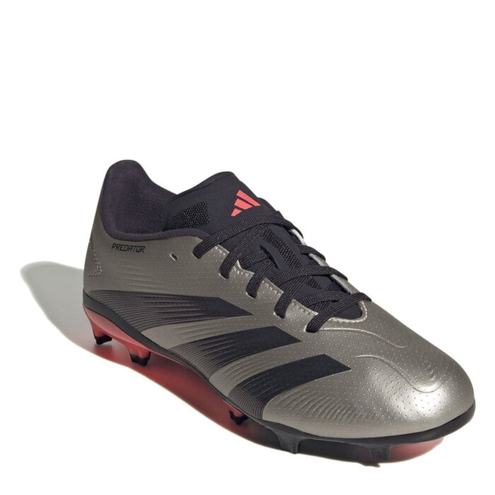 adidas Predator Junior Firm Ground Football Boots – Silver/Black – view 3