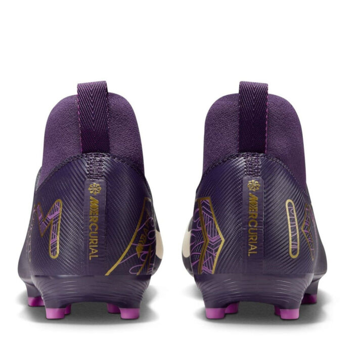 Nike Zoom Mercurial Superfly 10 Junior Firm Ground Football Boots – Purple/Ivory – view 5