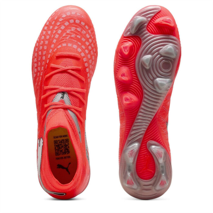 Puma Future 9 Firm Ground Football Boots – Red/Silver - Image 3