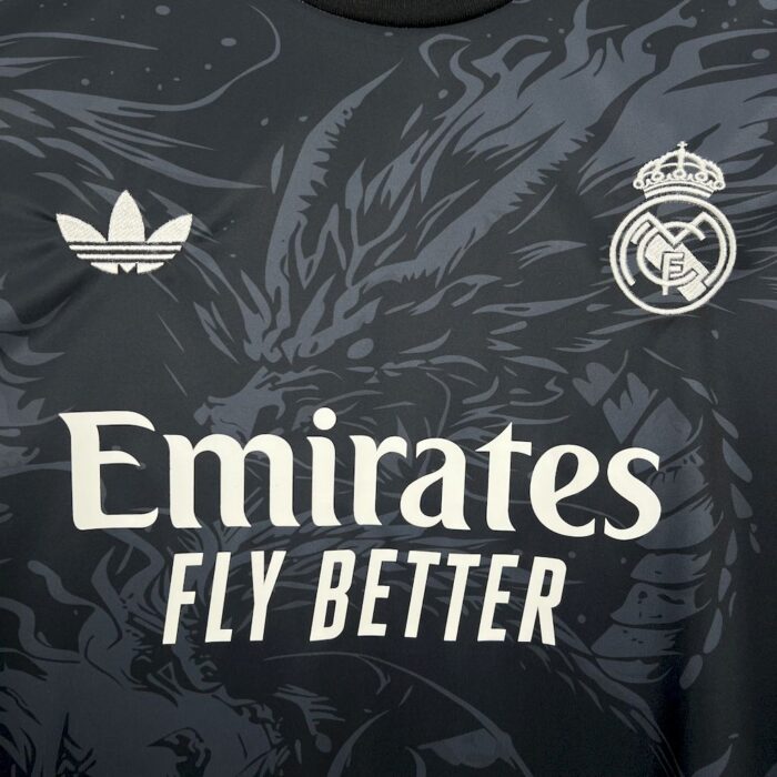 Mens Real Madrid 2024/25 Black Red Dragon Jersey 5