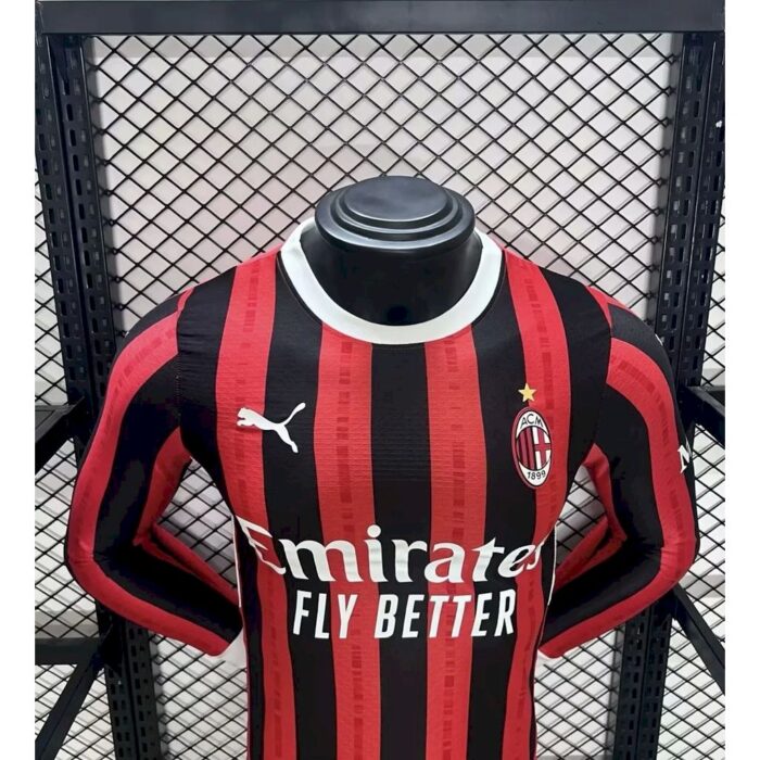 Mens AC Milan 2024/25 Home Long Sleeve Jersey Player Version 2