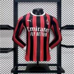 Mens AC Milan 2024/25 Home Long Sleeve Jersey Player Version