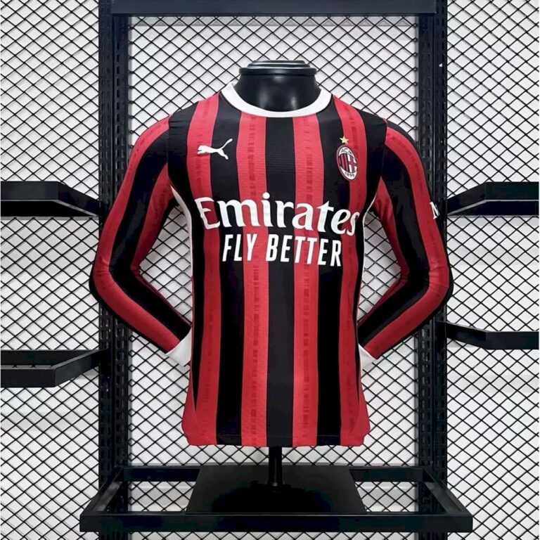 Mens AC Milan 2024/25 Home Long Sleeve Jersey Player Version