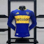 Mens Boca Juniors 2024/25 Home Long Sleeve Jersey Player Version