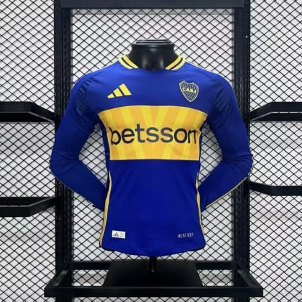Mens Boca Juniors 2024/25 Home Long Sleeve Jersey Player Version