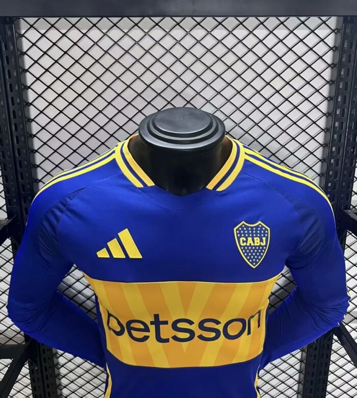 Mens Boca Juniors 2024/25 Home Long Sleeve Jersey Player Version 2