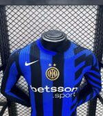 Mens Inter Milan 2024/25 Home Long Sleeve Jersey Player Version 2