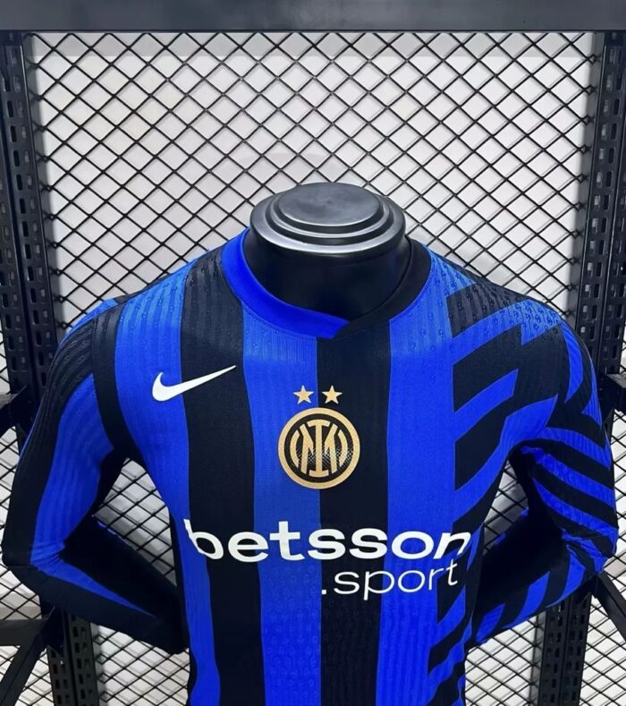 Mens Inter Milan 2024/25 Home Long Sleeve Jersey Player Version 2