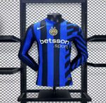 Mens Inter Milan 2024/25 Home Long Sleeve Jersey Player Version