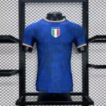 Mens Italy 2024/25 Blue co-branded version Jersey Player Version