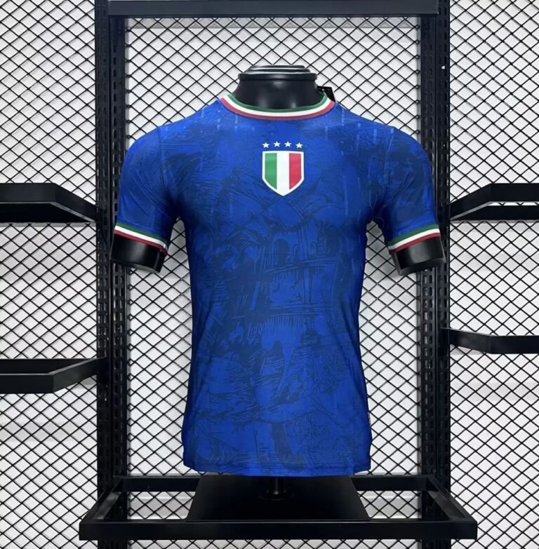 Mens Italy 2024/25 Blue co-branded version Jersey Player Version