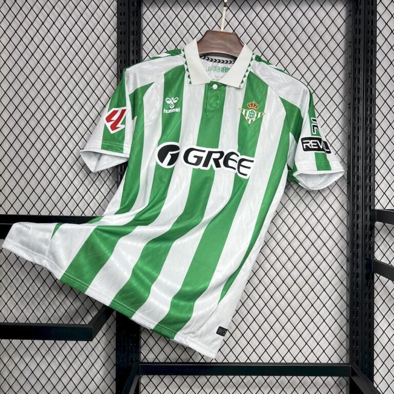 Mens Real Betis 2024/25 With Sponsors And Patch Home Jersey