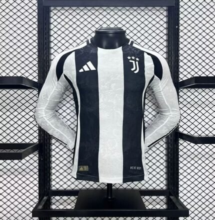 Mens Juventus 2024/25 Home Long Sleeve Jersey Player Version