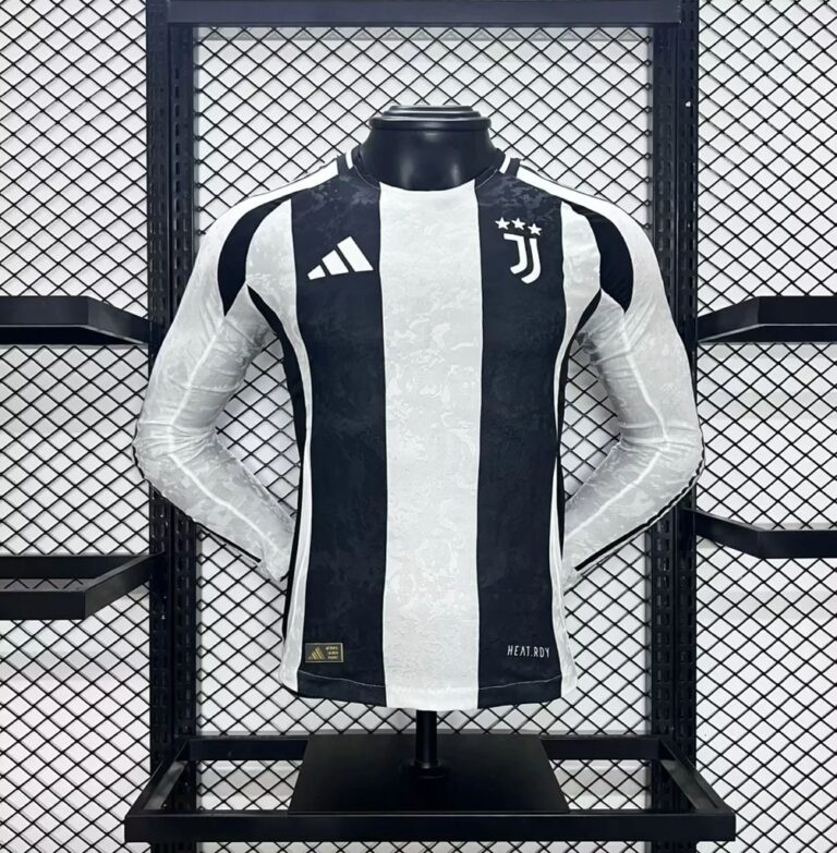 Mens Juventus 2024/25 Home Long Sleeve Jersey Player Version