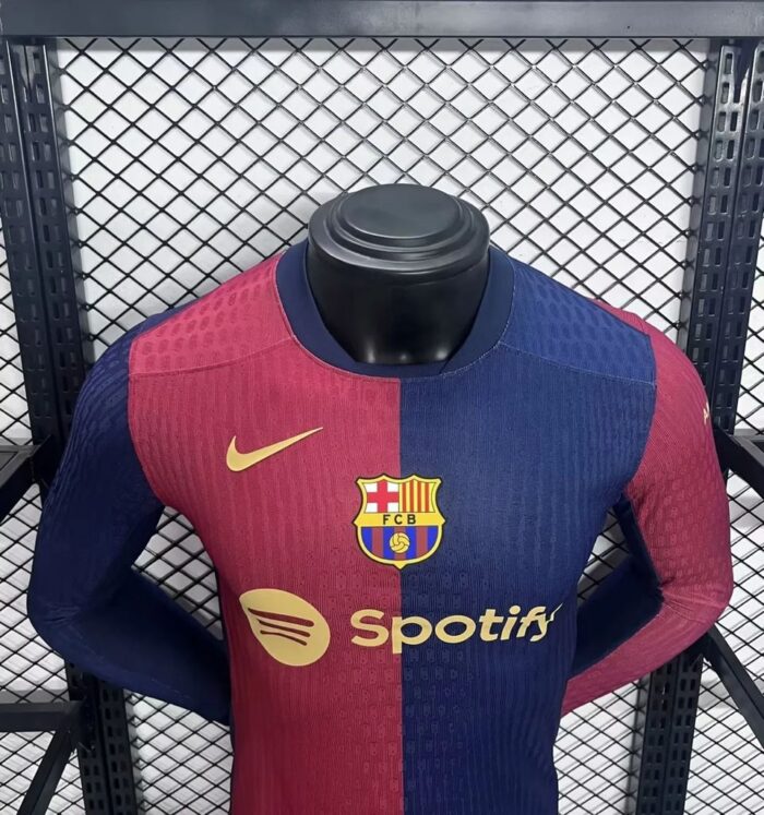 Mens Barcelona 2024/25 Home Long Sleeve Jersey Player Version 2