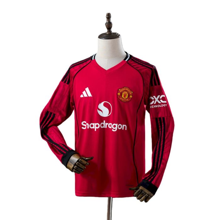 Mens Manchester United 2025/26 Home Long Sleeve Jersey 2