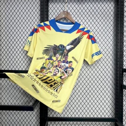 Mens Club America 2024/25 15 Champions Yellow Commemorative Edition Jersey 2