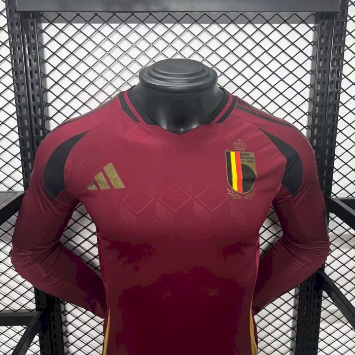 Mens Belgium 2024/25 Home Long Sleeve Jersey Player Version 2