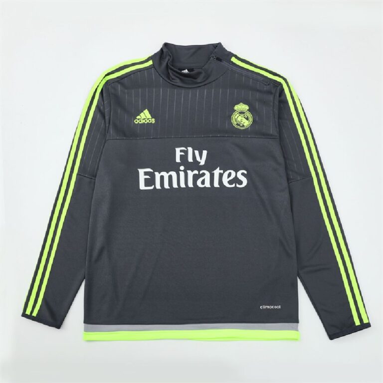 Mens Real Madrid 2015/16 1/4 Zip Sweatshirt Retro Style