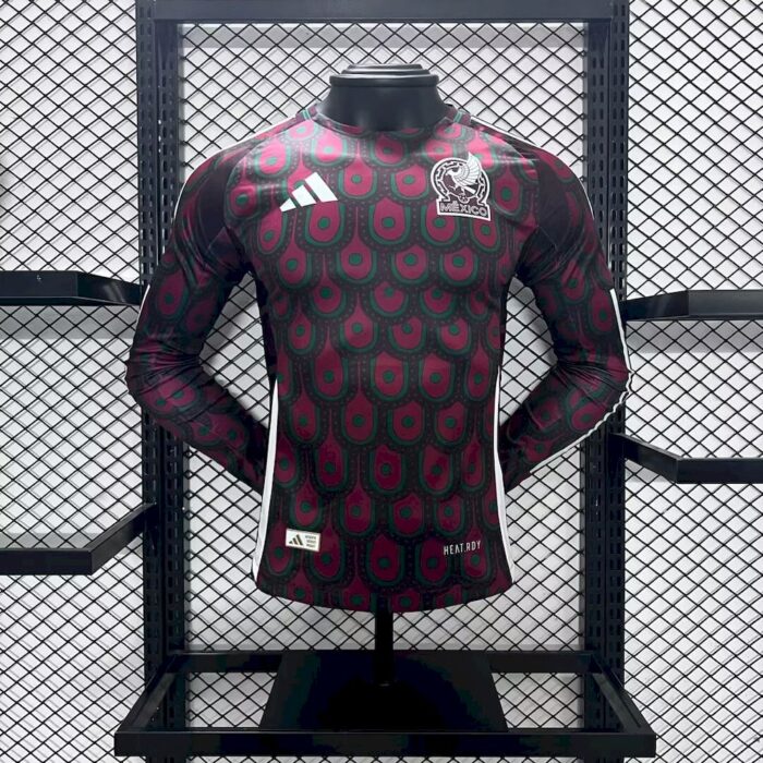 Mens Mexico 2024/25 Home Long Sleeve Jersey Player Version 2
