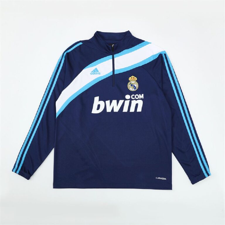 Mens Real Madrid 2009/10 1/4 Zip Sweatshirt Retro Style