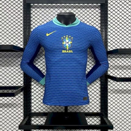 Mens Brazil 2024/25 Away Long Sleeve Jersey Player Version 3