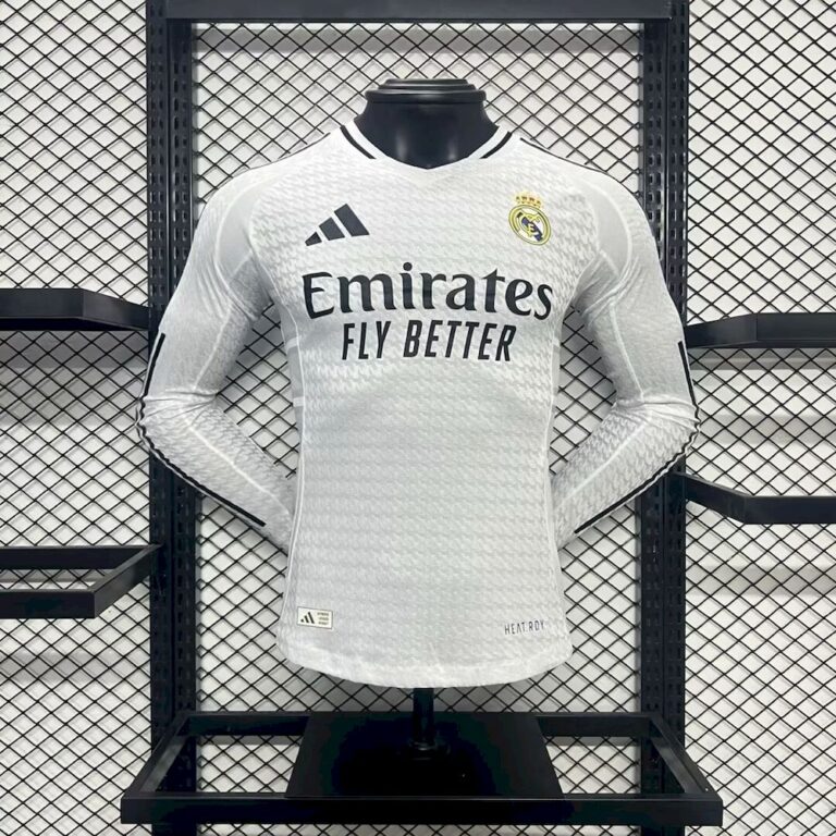 Mens Real Madrid 2024/25 Home Long Sleeve Jersey Player Version 2
