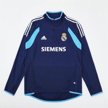 Mens Real Madrid 2005/06 1/4 Zip Sweatshirt Retro Style