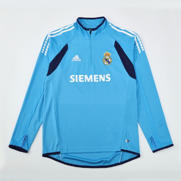 Mens Real Madrid 2005/06 1/4 Zip Sweatshirt Retro Style