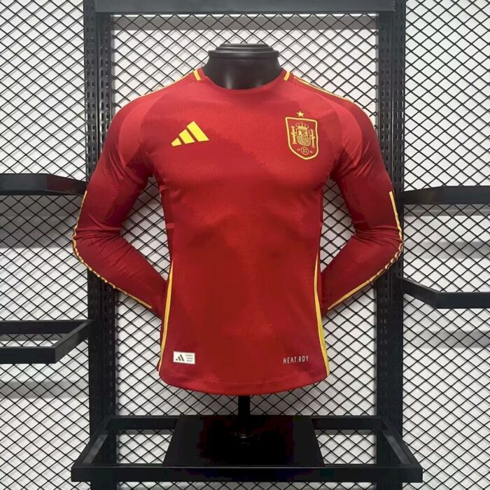 Mens Spain 2024/25 Home Long Sleeve Jersey Player Version 2
