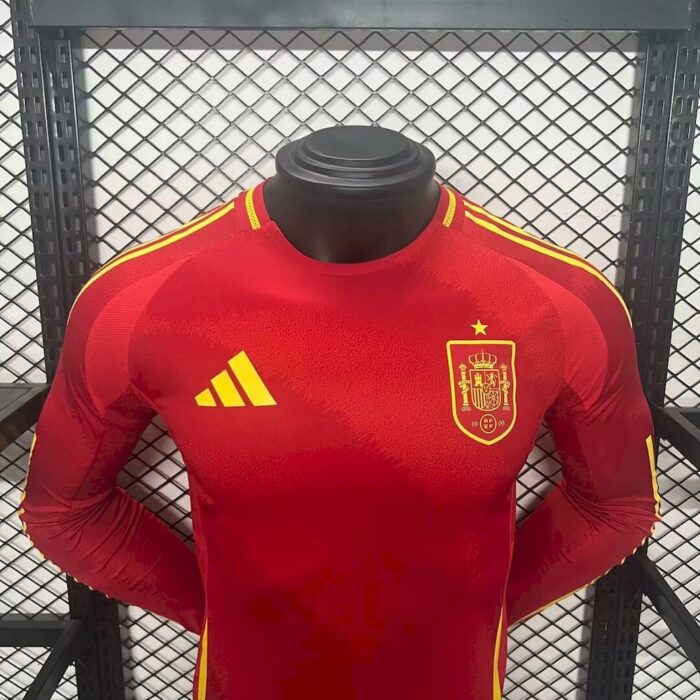 Mens Spain 2024/25 Home Long Sleeve Jersey Player Version 3