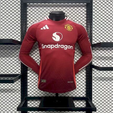 Mens Manchester United 2024/25 Home Long Sleeve Jersey Player Version 3