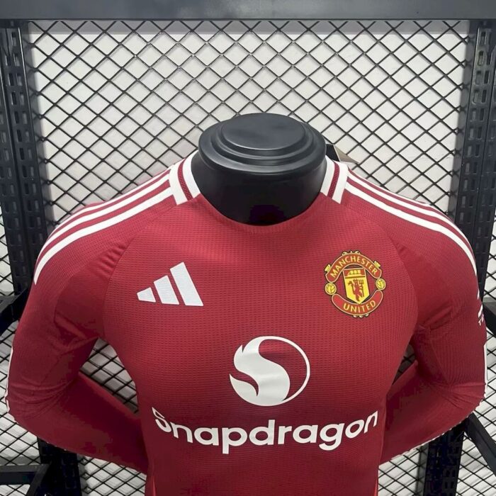 Mens Manchester United 2024/25 Home Long Sleeve Jersey Player Version 2