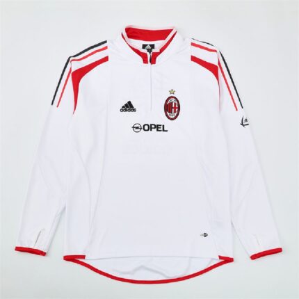 Mens AC Milan 2004/05 1/4 Zip Sweatshirt Retro Style